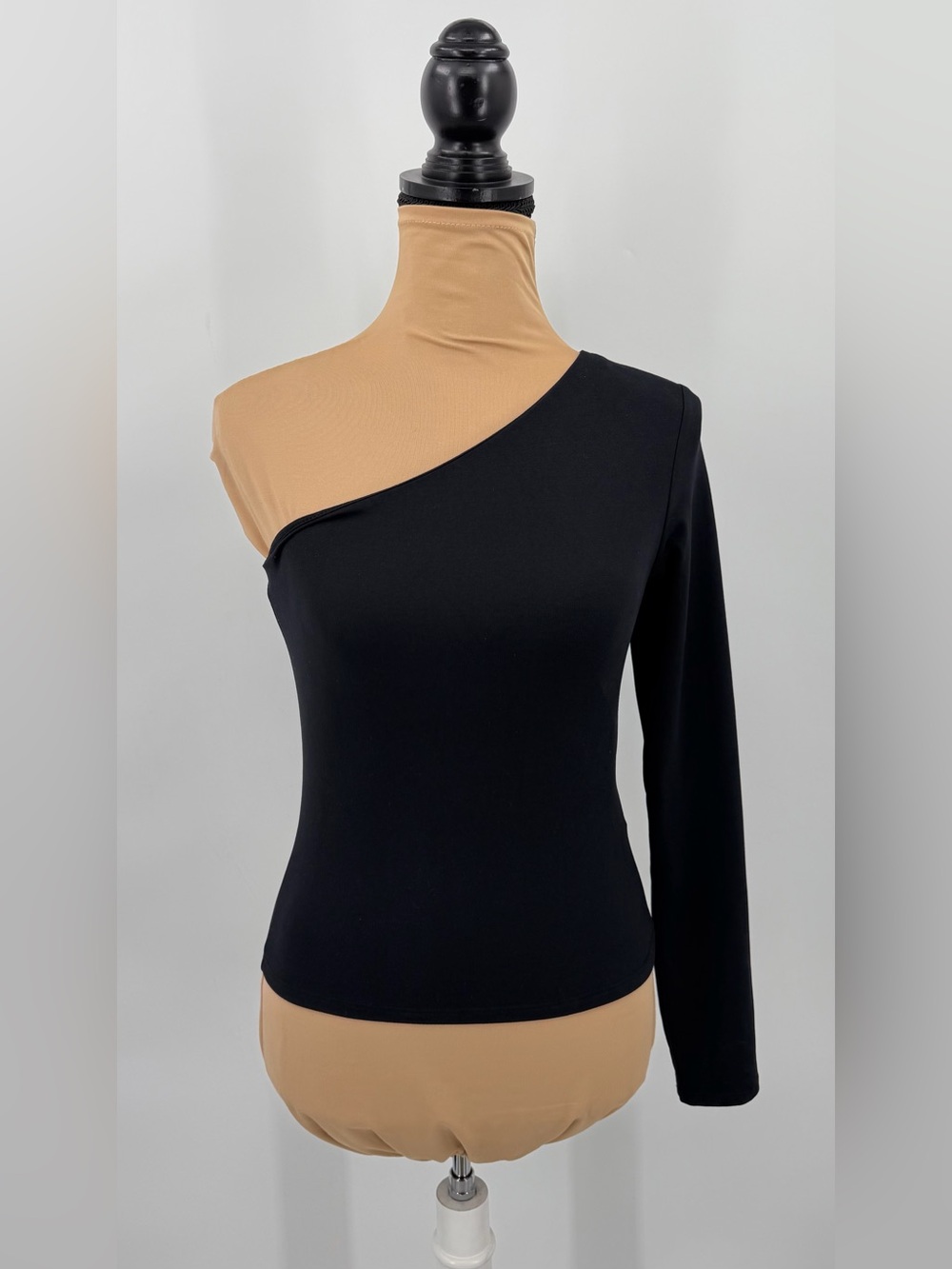 Black One Shoulder Asymmetrical Long Sleeve Going Out Top S date night night out - Picture 2 of 8